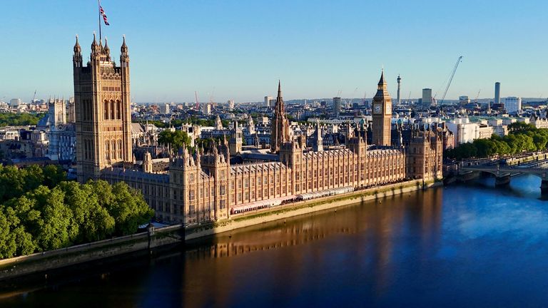 Pic: Reuters
A drone view of the Palace of Westminster which houses Britain&#39;s parliament, in London, Britain June 17, 2024. REUTERS/Yann Tessier