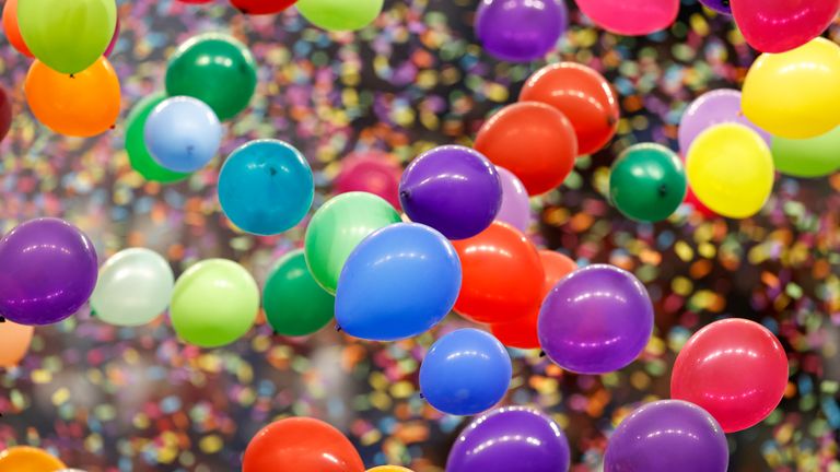 Balloons and confetti falling following the Alamo Bowl NCAA college football game between Oklahoma and Oregon, Wednesday, Dec. 29, 2021, in San Antonio. The University of Oklahoma won 47-32. (Aaron M. Sprecher via AP)