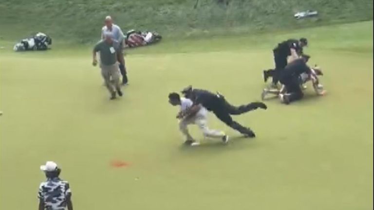 PGA Golf tournament is interrupted by protesters
