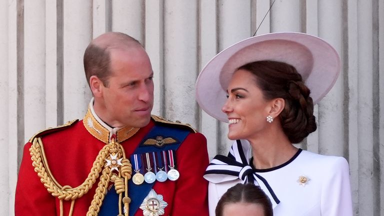 The Prince and Princess of Wales on the balcony. Pic: PA