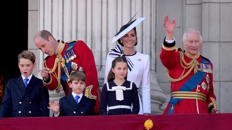 The royals on the balcony at Buckingham Palace. Pic: PA