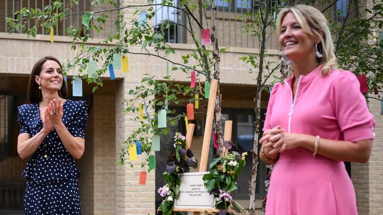 Princess of Wales applauding Lady Edwina at an event for her charity, One Small Thing, in June last year. Pic: AP