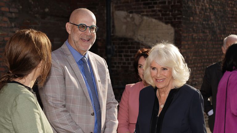 The Queen spoke to writers, including Elif Shafak (left) and Harlan Coben (centre). Pic: PA