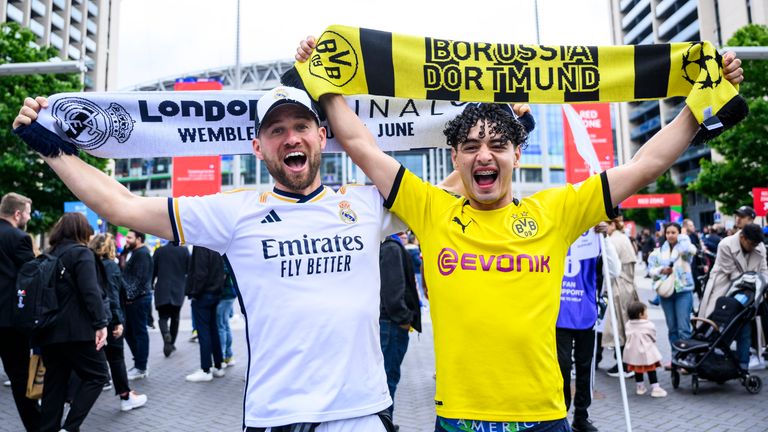 Real Madrid and Borussia Dortmund fans before the Champions League final. Pic: AP