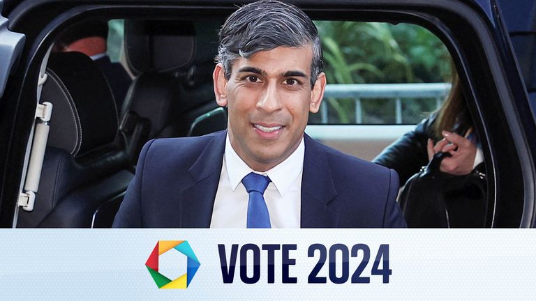 Rishi Sunak arrives for the first pre-election leaders debate, leading up to the general election, in Manchester