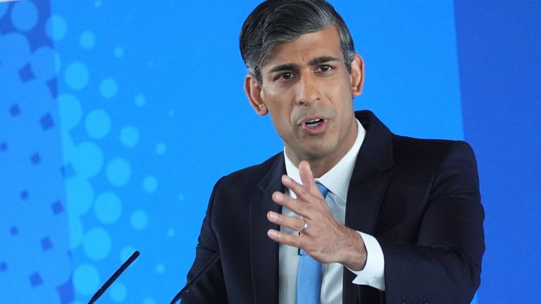 Rishi Sunak launches the Conservative Party's General Election manifesto.  Photo: PA