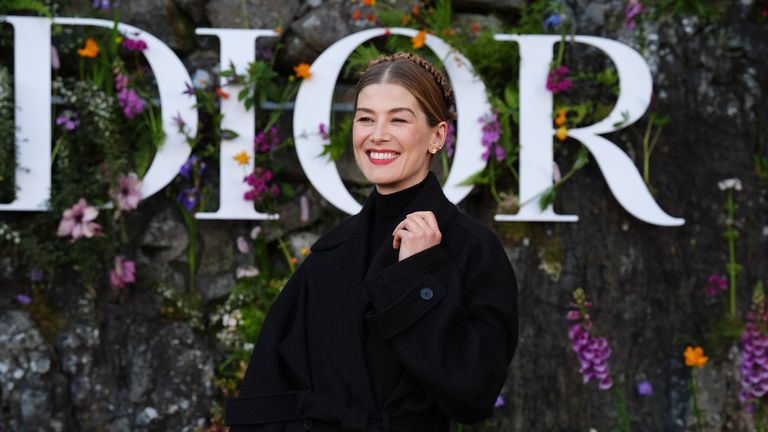 Rosamund Pike attends the Dior Cruise 2025 show at Drummond Castle, Perthshire. Picture date: Monday June 3, 2024.