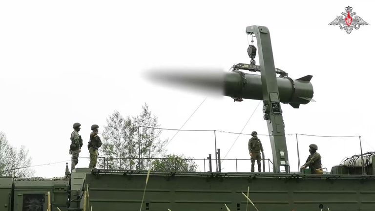 Russia practices electronic missile launch.