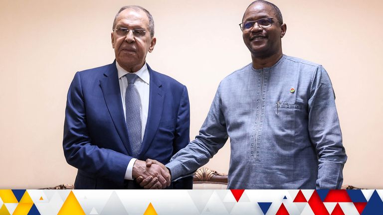 Russia's Foreign Minister Sergei Lavrov attends a meeting with Burkina Faso's Foreign Minister Karamoko Jean Marie Traore in Ouagadougou, Burkina Faso June 4, 2024. Russian Foreign Ministry/Handout via REUTERS THIS IMAGE HAS BEEN SUPPLIED BY A THIRD PARTY. NO RESALES. NO ARCHIVES. MANDATORY CREDIT.
