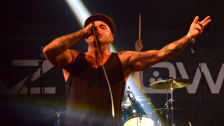 Seth 'Shifty Shellshock' Binzer and Bret 'Epic' Mazur (right) of Crazytown perform at the 2014 Download Festival. Pic: PA

