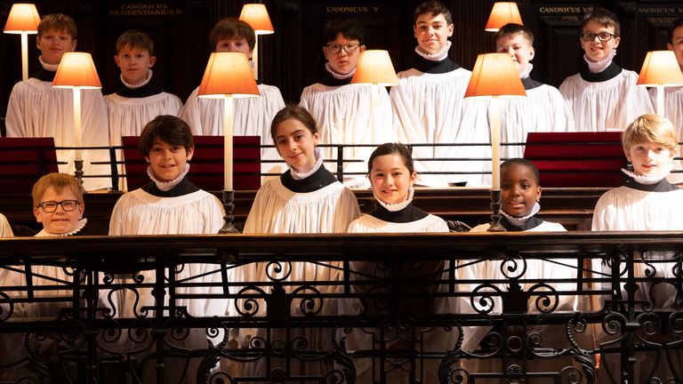 Choristers Lila (left), 11 and Lois, 10, at St Paul's Cathedral.
Pic: PA