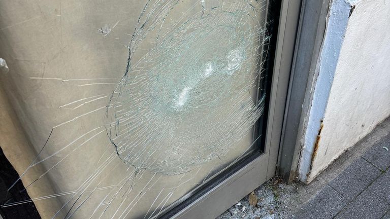 The door pane had large cracks in it. Pic: X/Stella Creasy