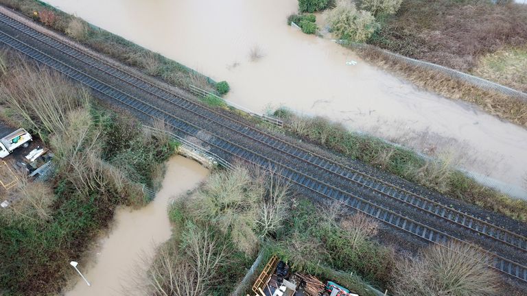 Undated handout photo issued by Greg Smith of a flooded cycle path under the railway line in Hereford in the aftermath of Storm Dennis.

