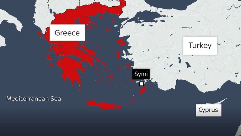 Map of the Greek island Symi