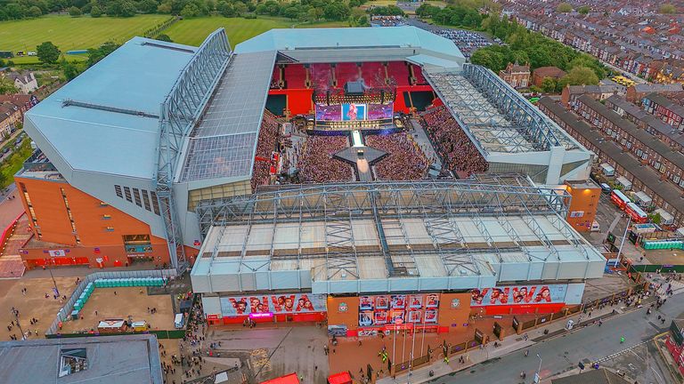 General view of of Anfield Stadium in Liverpool where a Taylor Swift concert is taking place. Picture date: Thursday June 13, 2024.
