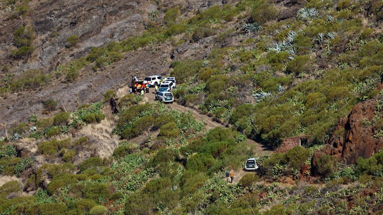 A view of the Guardia Civil agents and volunteers during the search for the young Briton Jay Slater in the Masca ravine, on the island of Tenerife.
Pic: Reuters