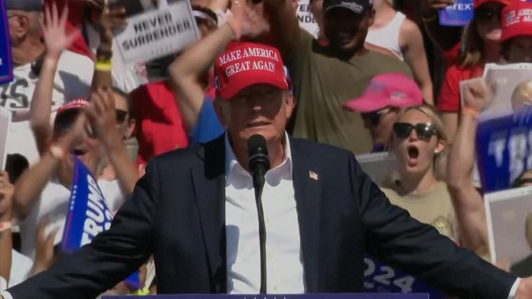 Donald Trump at rally in Virginia after debating President Joe Biden