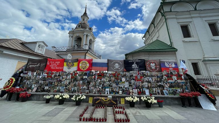 A memorial set up to Wagner Group fighters