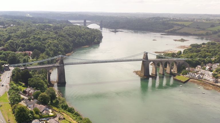 The Menai Suspension Bridge connects Anglesey to the Welsh mainland