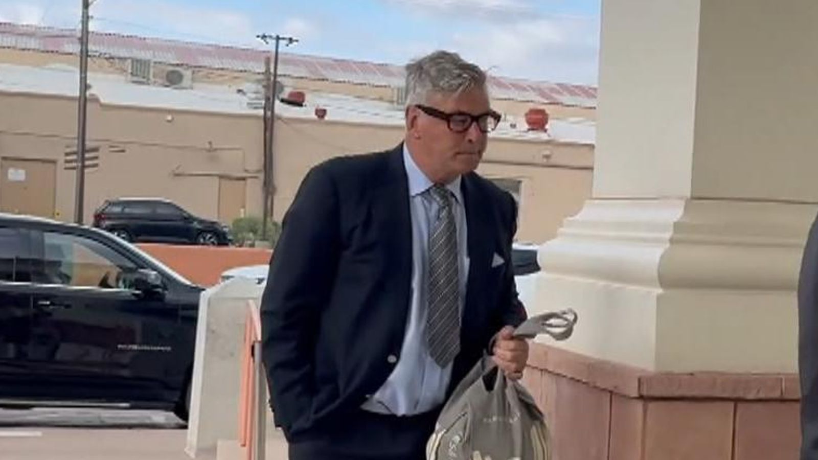 Alec Baldwin arrived at a courthouse in Santa Fe, New Mexico, for a  pre-trial motions hearing.