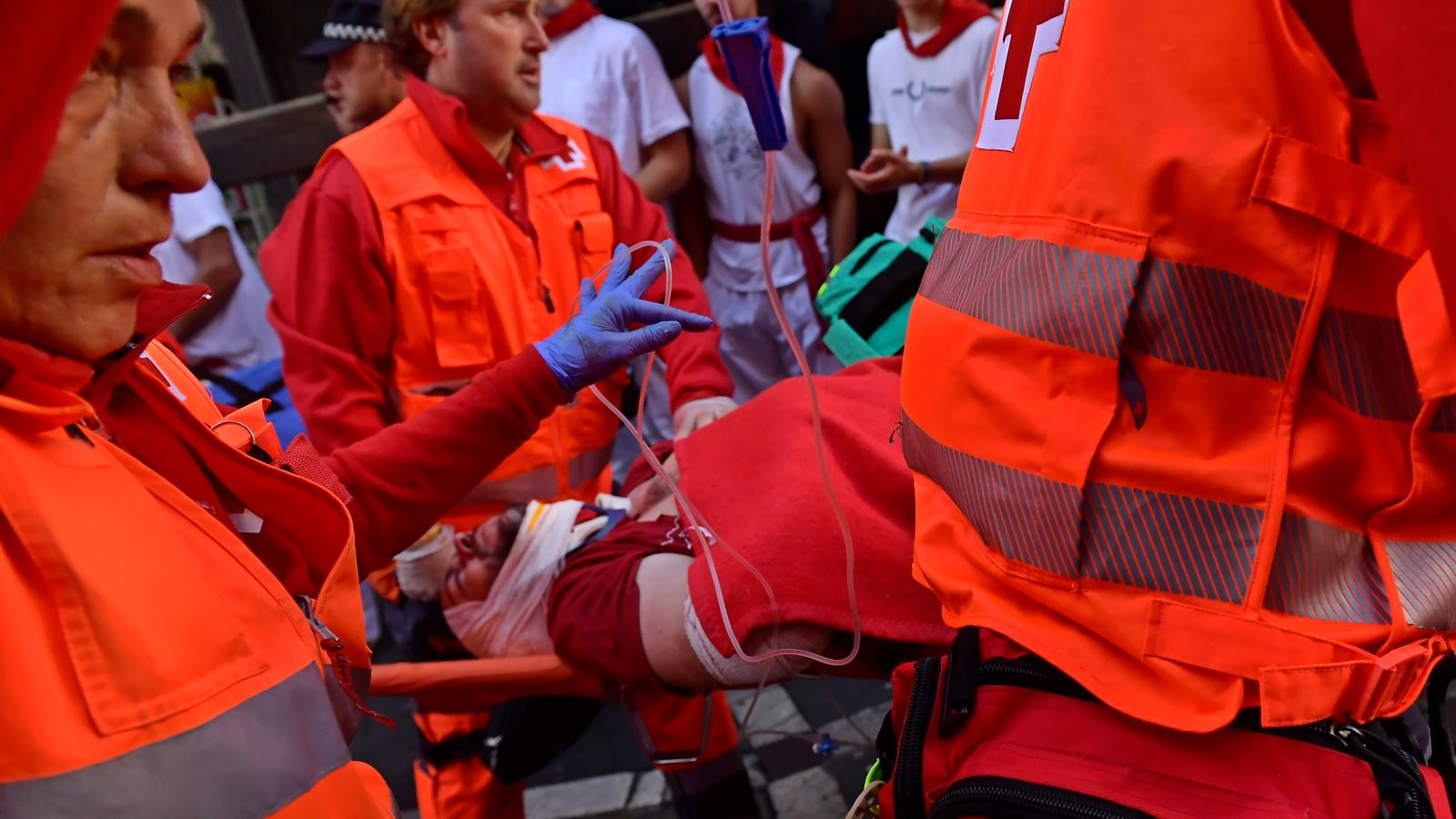 Six injured, including one gored, on first day of annual bull run in ...