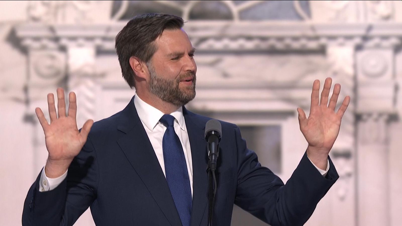 Trump v Biden latest: JD Vance makes first primetime speech at convention after being chosen by Trump as running mate