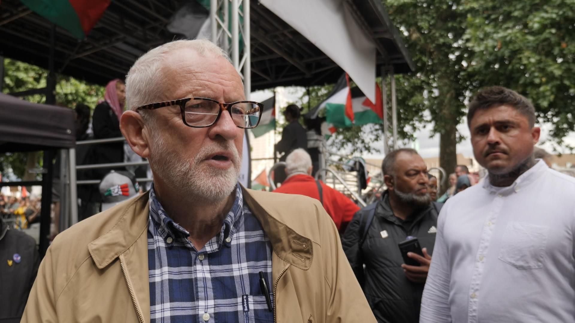 Jeremy Corbyn interviewed by police after pro-Palestine rally, Sky News understands