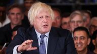 Former British Prime Minister Boris Johnson gestures as he endorses British Prime Minister Rishi Sunak at a campaign event during a Conservative general election campaign event in London, Britain, July 2, 2024. Pic: Reuters