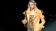 A model in the Burberry winter 2024 fashion show in London. Pic: AP