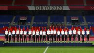 Tokyo 2020 Olympics - Soccer Football - Women's Team - Medal Ceremony - Olympic Stadium, Tokyo, Japan - August 6, 2021. Gold medallists Canada celebrate on the podium during the medal ceremony. REUTERS/Edgar Su