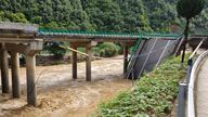The collapsed bridge in Zhashui County. Pic: Xinhua/AP