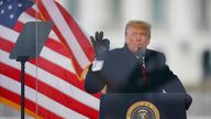 Donald Trump speaking at a rally just before the January 6 riot at the US Capitol. Pic: Reuters