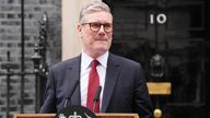 Keir Starmer arrives at his official London residence at No 10 Downing Street.
Pic:PA