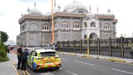 Police outside Siri Guru Nanak Darbar Gurdwara temple in Gravesend.
Pic: PA