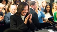 Kamala Harris speaks at her campaign headquarters in Delaware, yesterday. Pic: AP