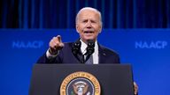 President Joe Biden speaks at the 115th NAACP National Convention in Las Vegas on Tuesday. (Photo: AP/Susan Walsh)