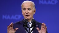 U.S. President Joe Biden speaks at the 115th NAACP National Convention in Las Vegas, Nevada, U.S., July 16, 2024. Pic: Reuters