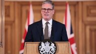 Keir Starmer speaks during a press conference after his first cabinet meeting.
Pic: PA