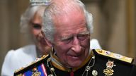King Charles wearing the Imperial State Crown leaves via the Norman Porch after he delivered the King's Speech.
Pic PA