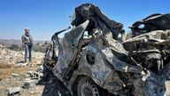 Sky News' Alex Crawford at a blast site in south Lebanon
