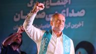 Iranian presidential candidate Masoud Pezeshkian waves during a campaign event in Tehran, Iran, July 3, 2024. Majid Asgaripour/WANA (West Asia News Agency) via REUTERS ATTENTION EDITORS - THIS PICTURE WAS PROVIDED BY A THIRD PARTY