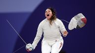 Nada Hafez of Team Egypt celebrates her victory against Elizabeth Tartakovsky