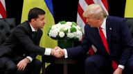 Ukraine's President Volodymyr Zelenskiy greets then US President Donald Trump in 2019. File pic: Reuters