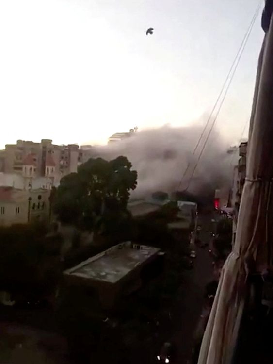 Smoke rises following an Israeli strike on Beirut's southern suburbs, Lebanon July 30, 2024 in this screen grab from a video obtained by Reuters. Reuters TV via REUTERS. NO RESALES. NO ARCHIVES