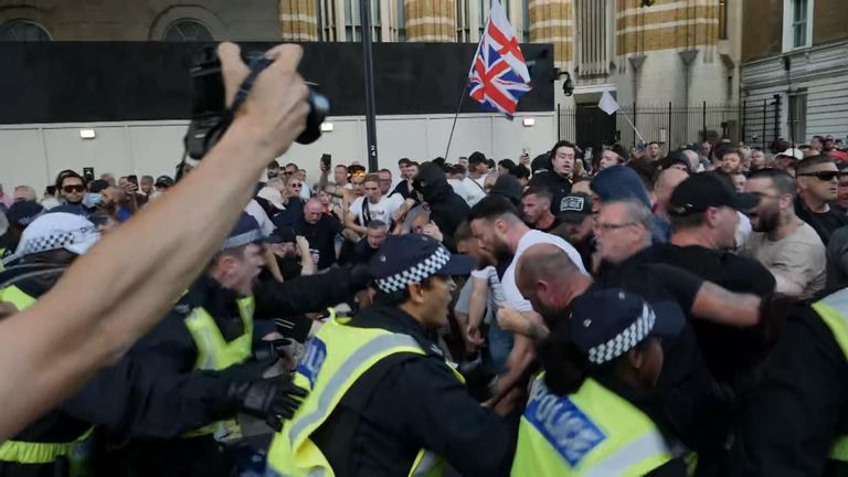 Violence breaks out at Downing Street protest