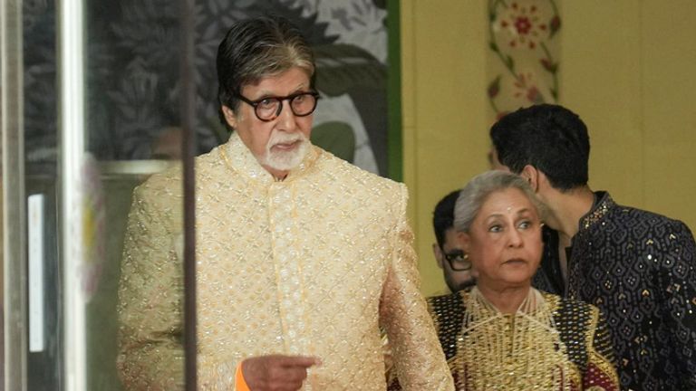 Indian actor Amitabh Bachchan arrives with his wife Jaya Bachchan. Pic: AP