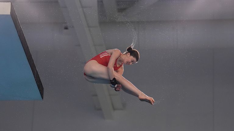 Spendolini-Sirieix diving in competition in earlier this year. Pic: Martin Rickett/PA Wire