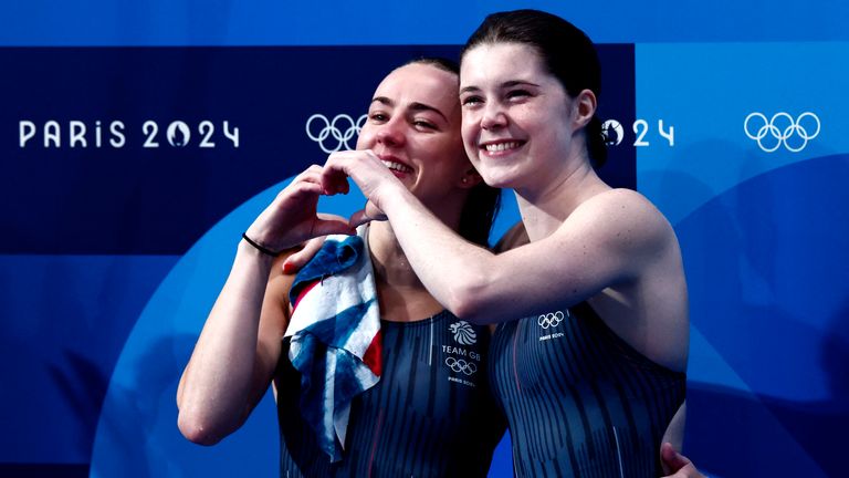 Lois Toulson and Andrea Spendolini Sirieix celebrate. Pic: Reuters