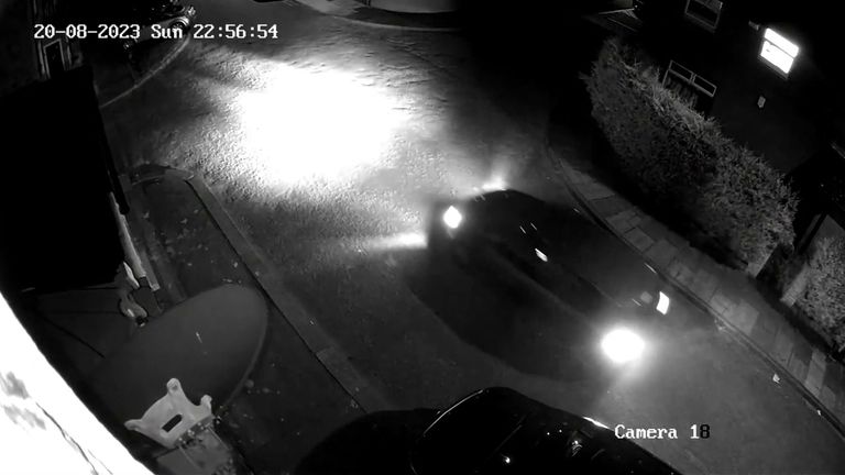 CCTV showing gang members driving to Andy foster's house. Pic: PA/Northumbria Police