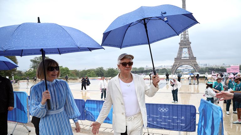 Anna Wintour with Australian film director Baz Luhrmann at the Trocadero ahead of the opening ceremony for the Paris 2024 Olympic Games.
Pic: PA